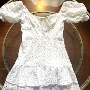 Astr White Puff Sleeve Mini Sundress Sz S- Graduation, Vacation, Beach..